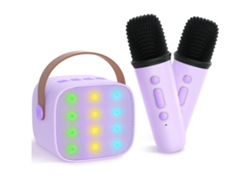 Máquina de karaoke para niños y adultos, mini altavoz portátil con Bluetooth y 2 micrófonos inalámbricos, compatible con tarjeta TF, sonido fuerte Yemaesre