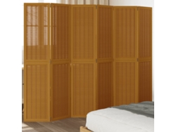 Biombo Separador De 6 Paneles Madera Maciza Paulownia Marrón