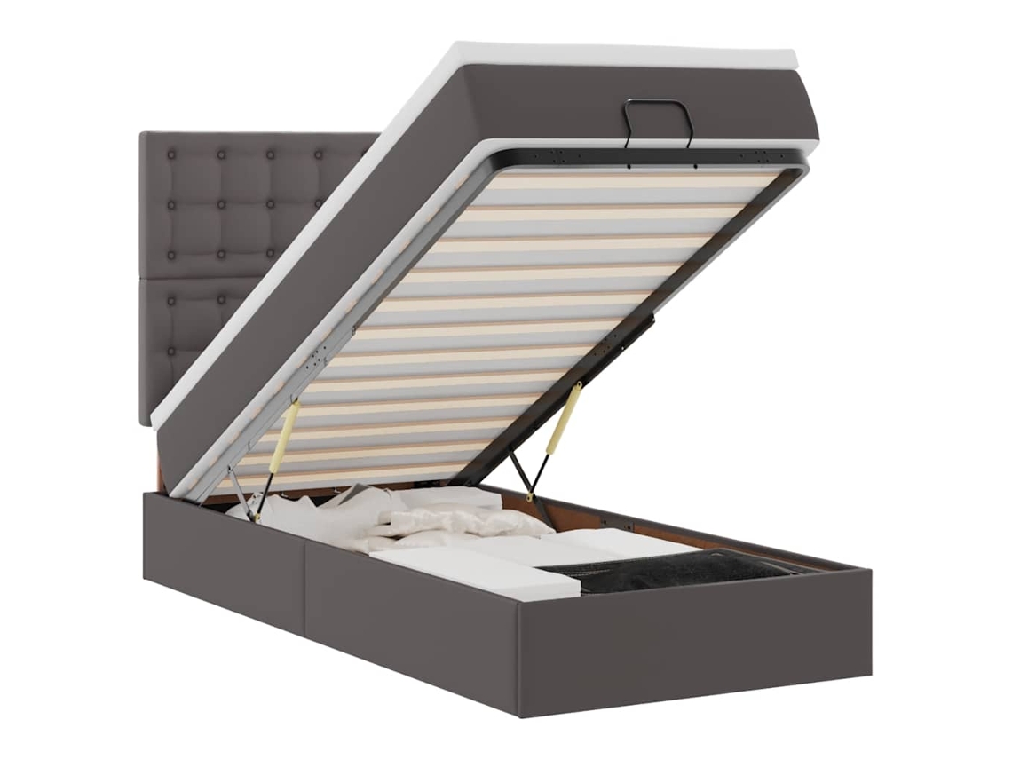 Maison Exclusive - Cama Otomana Colchón Cuero Sintético Gris 100x200cm