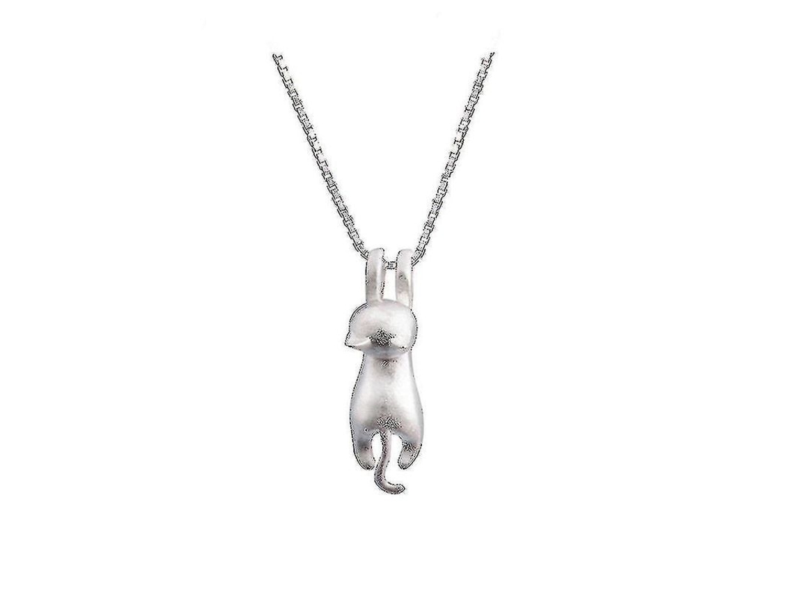 2026-cadena De Plata 925 Con Colgante De Gato Bonito Collar Para Amantes De Los Gatos Longitud Ajustable 40+5cm
