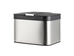 Relaxdays Cubo Compostero Para Encimera 4,5 L, Hermético, Interior Extraíble, Acero Inox., Plateado/negro