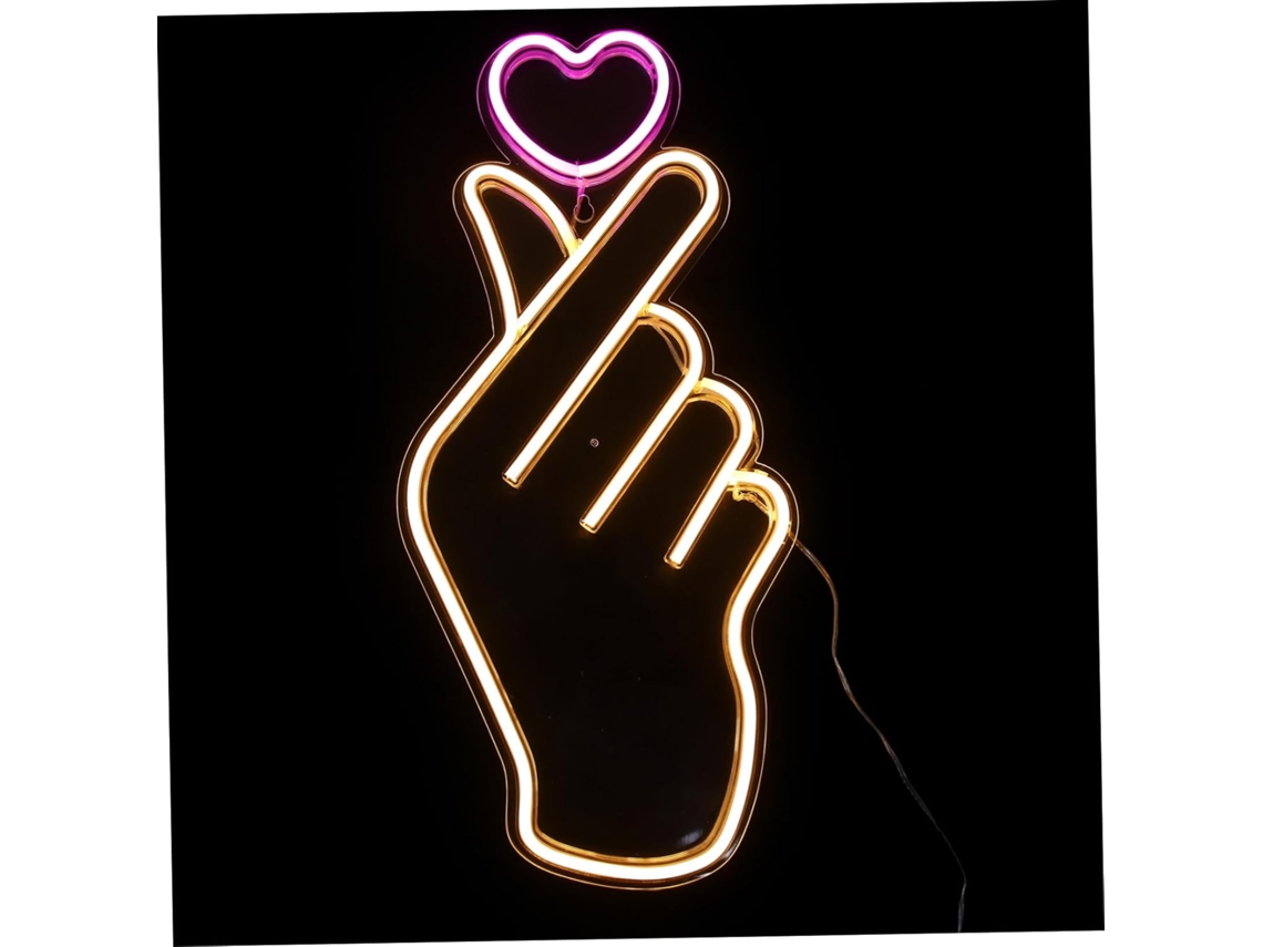 Letrero decorativo LED de neón USB, panel de luz colgante con diseño de manos, ambiente acogedor para SFUSHOS