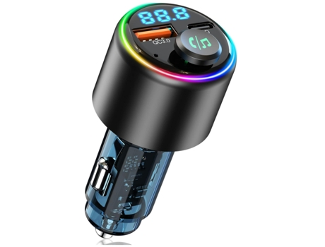 Transmisor FM Bluetooth 5.3 para automóvil, cargador de automóvil USB tipo C PD 30W y QC3.0 18W, llamada manos libres, reproductor MP3 Hi-Fi (negro...