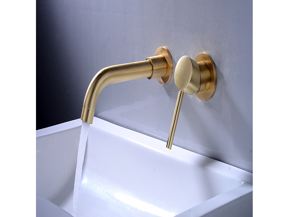Grifo de lavabo moderno de pared, construcción de latón macizo para mayor durabilidad, caño giratorio de 360 grados, que garantiza un uso versátil, ideal