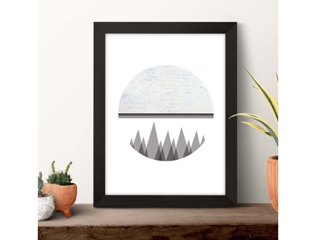Póster NACNIC con Dibújo Nórdico de Círculos. Luna y Montaña, Ilustrada con con Círculos y Formas
