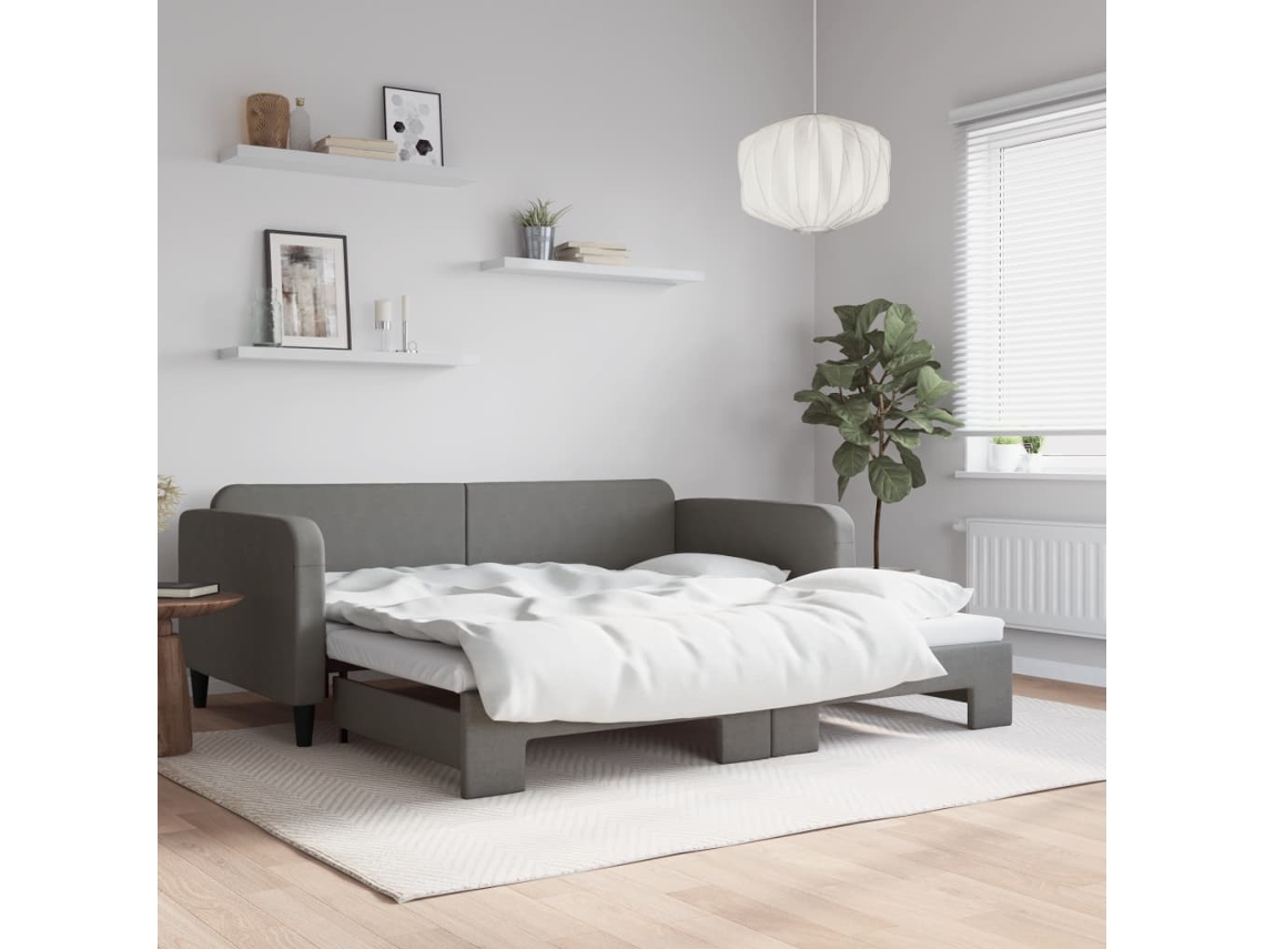 Sofá Cama Nido Tela Gris Oscuro 100x200 Cm