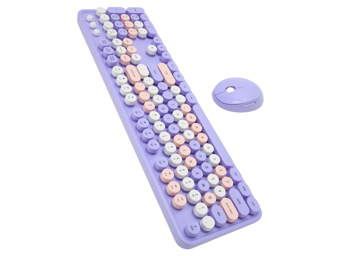 Combo De Teclado Y Ratón Inalámbricos De 2,4 Ghz Con 104 Teclas Retro Y 3 Niveles De Dpi Ajustables Para Windows