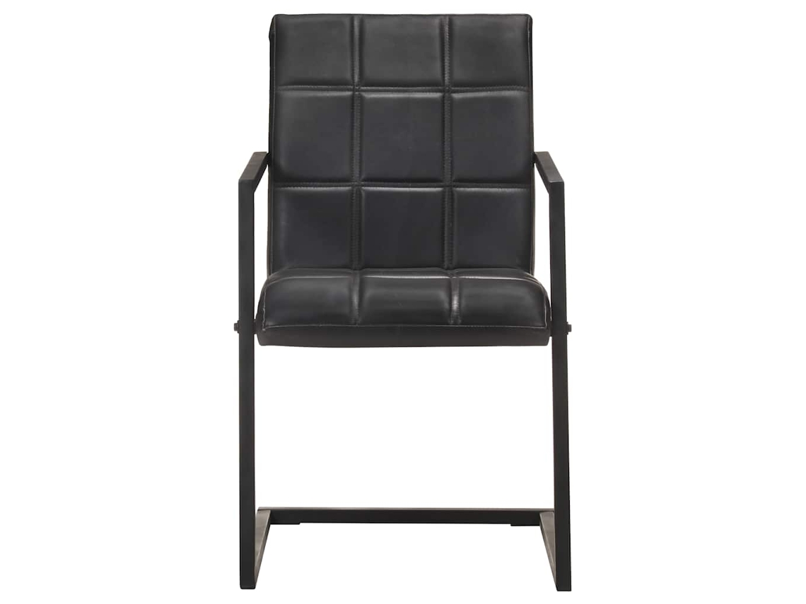 Maison Exclusive - Sillas Voladizas De Comedor 4 Unidades Cuero Auténtico Negro