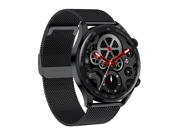Reloj inteligente con pantalla táctil IPS de 1,36 pulgadas y soporte para llamadas Bluetooth (correa de acero negra)