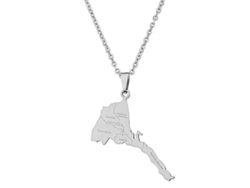 Collar Con Colgante Del Mapa De Eritrea Con Nombre De La Ciudad, Acero Inoxidable, Joyería Para Mujer, Regalo Patriótico Africano De Cumpleaños
