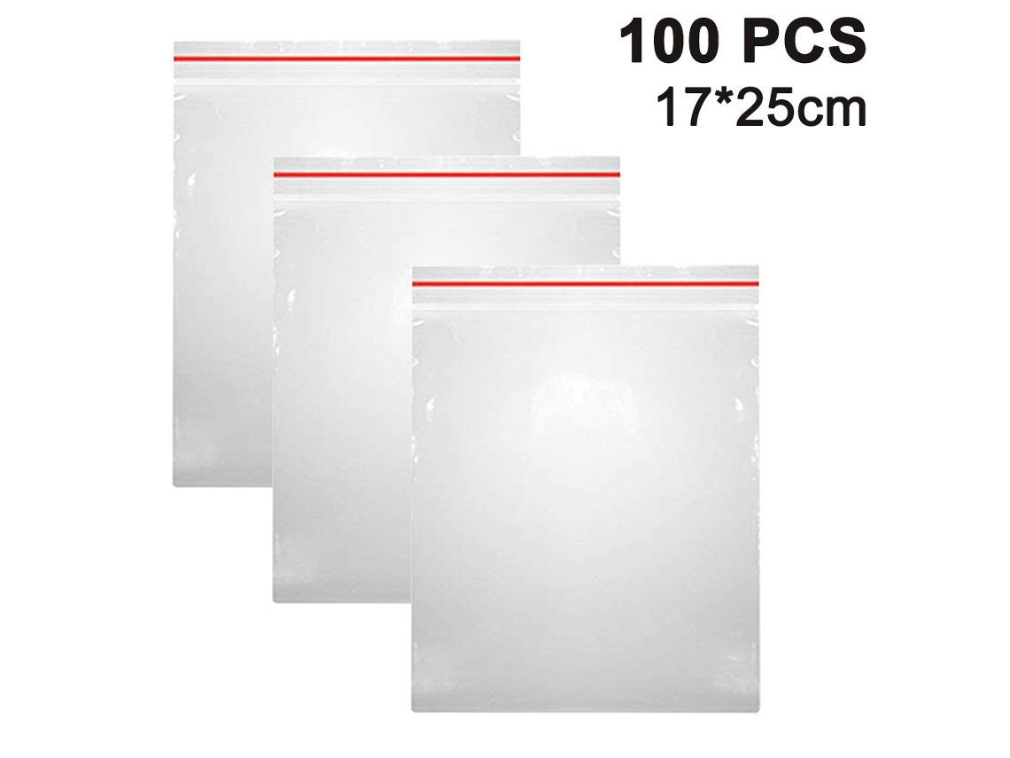 EIOORORRIY 100 Unidades De Sacos Em Plásticos Grossos E Transparentes, Reclosáveis Com Fecho Zip, Para Roupas, Calçados, Brinquedos