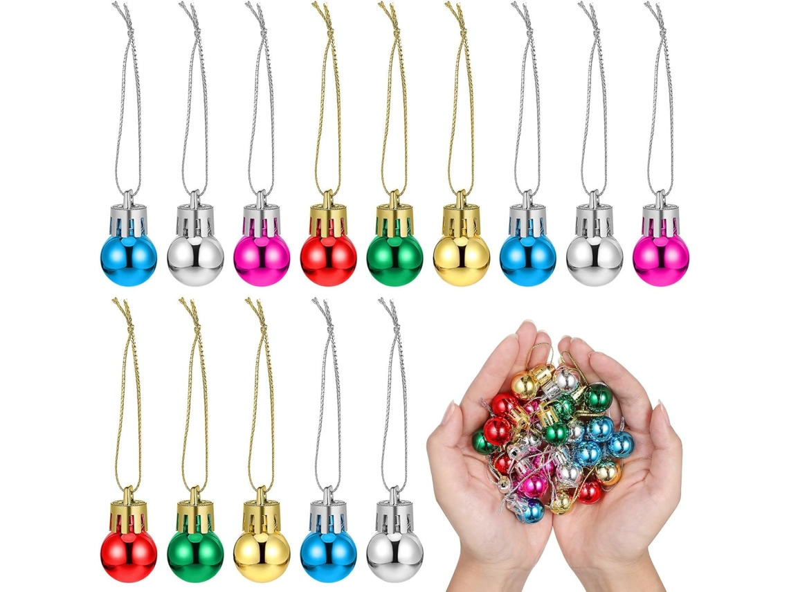 Juego de 24 bolas navideñas en miniatura, de plástico de 5 cm, decoración creativa, fáciles de colgar en árboles y puertas, colores GOKOCO