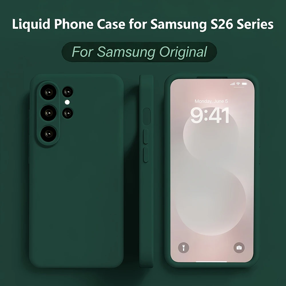 (verde Iphone 14) Funda Trasera De Silicona Líquida Suave A Prueba De Golpes Para Samsung