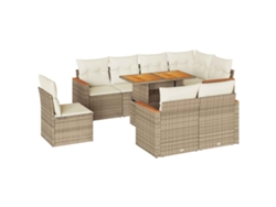 Conjunto 9 sofás jardín y cojines VIDAXL ratán sintético acacia beige