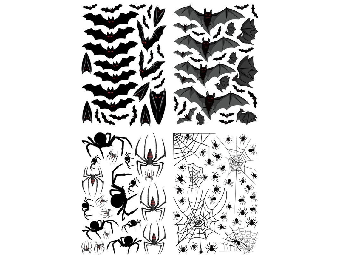 2026-linjou 112 Piezas Pegatinas De Murciélagos Y Arañas Para Decoración De Halloween Fiesta