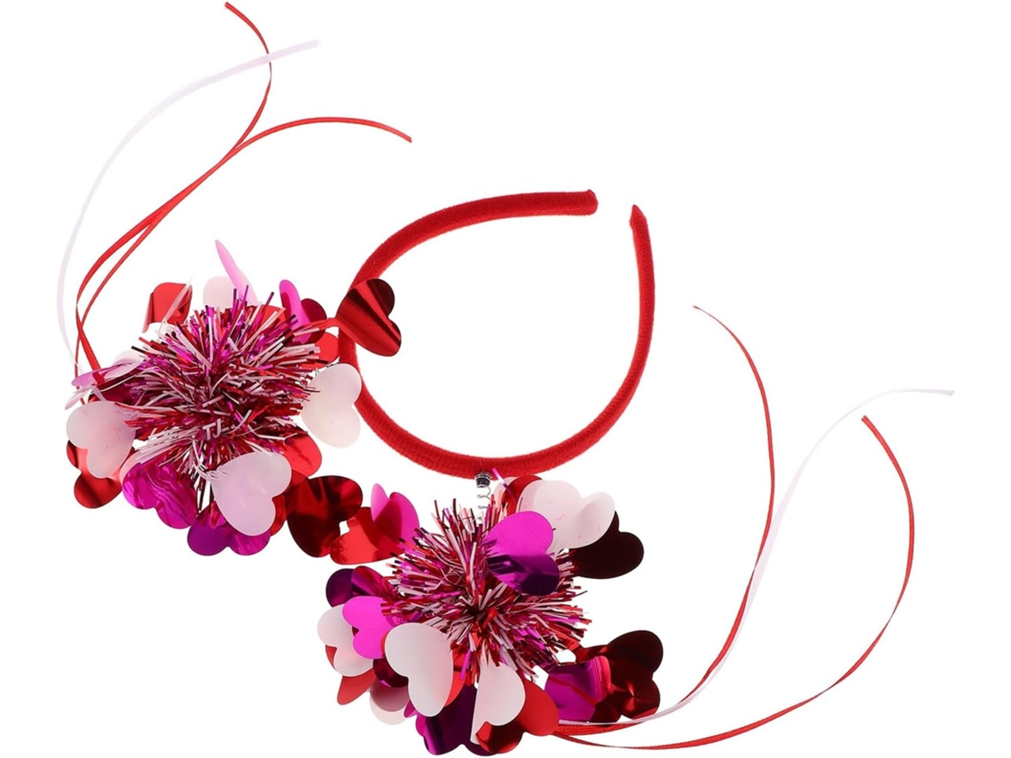 Bandeau De Cœur Rouge Paillettes Serrage, Cabeza Léger En Plastique Para Saint