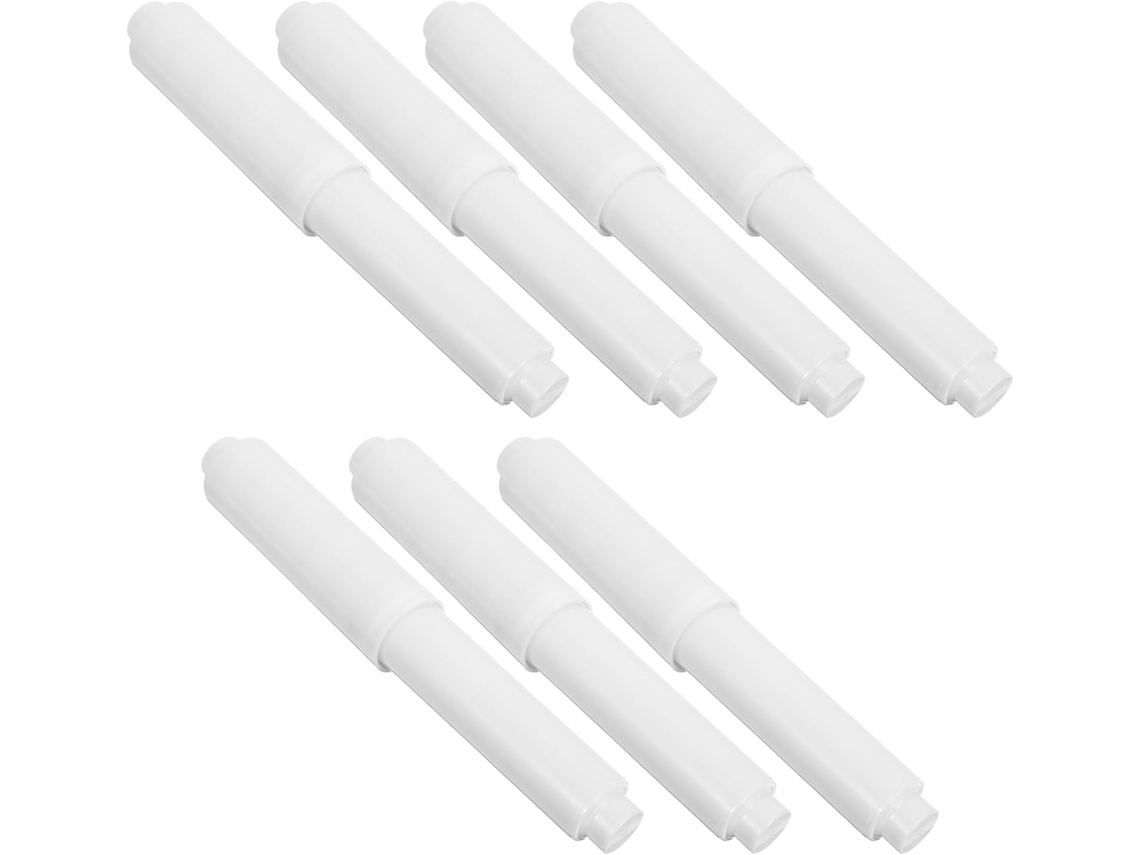 Juego de 7 varillas de repuesto para portarrollos de papel higiénico, con resorte de plástico, para baño, color blanco. Slowmoose