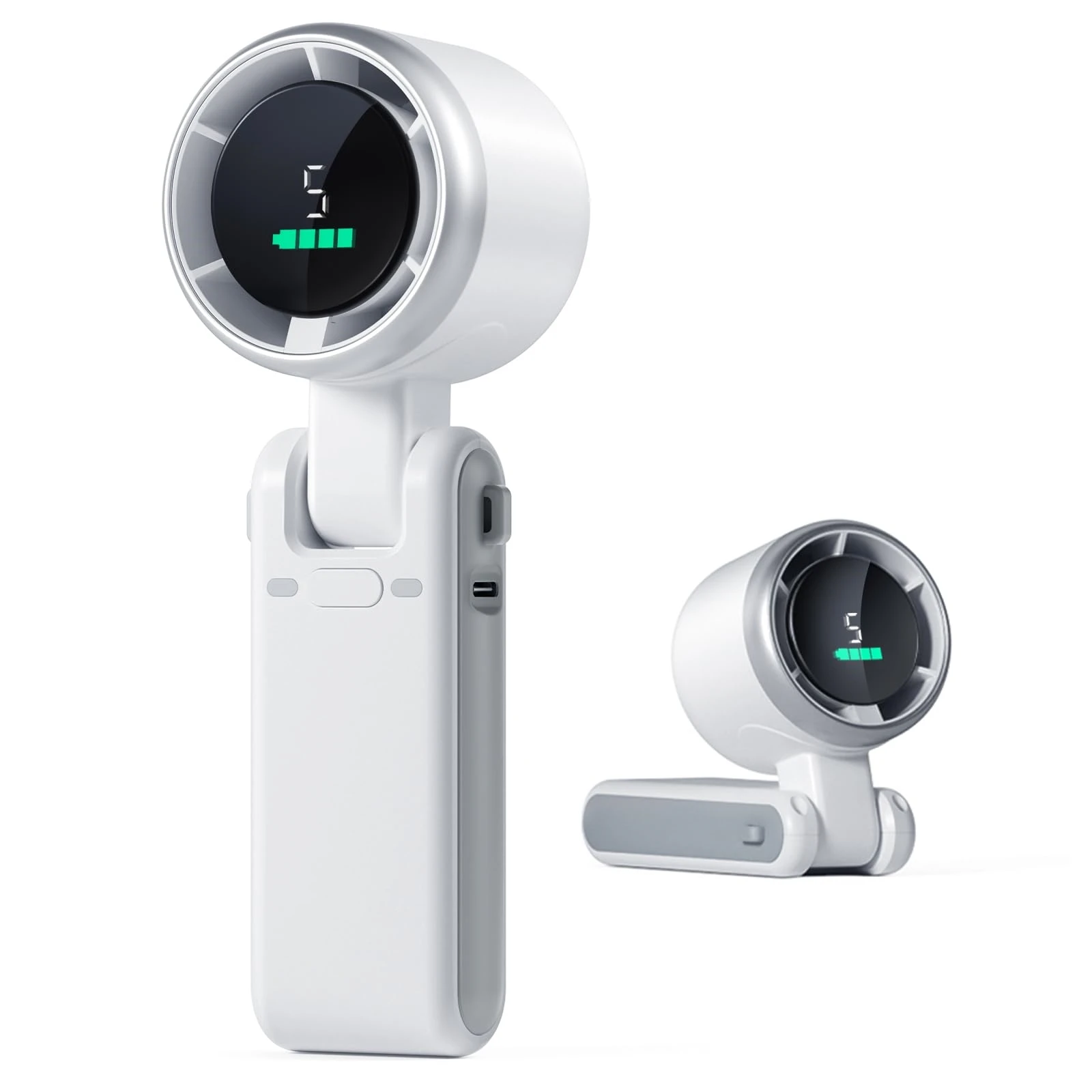 Ventilador Portátil Usb (blanco), Ventilador Turbo Portátil, 5 Velocidades De Viento, Plegable 180°.