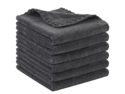 Juego de 6 toallas de baño para la cara, 30 cm x 30 cm, gris oscuro Tommy01
