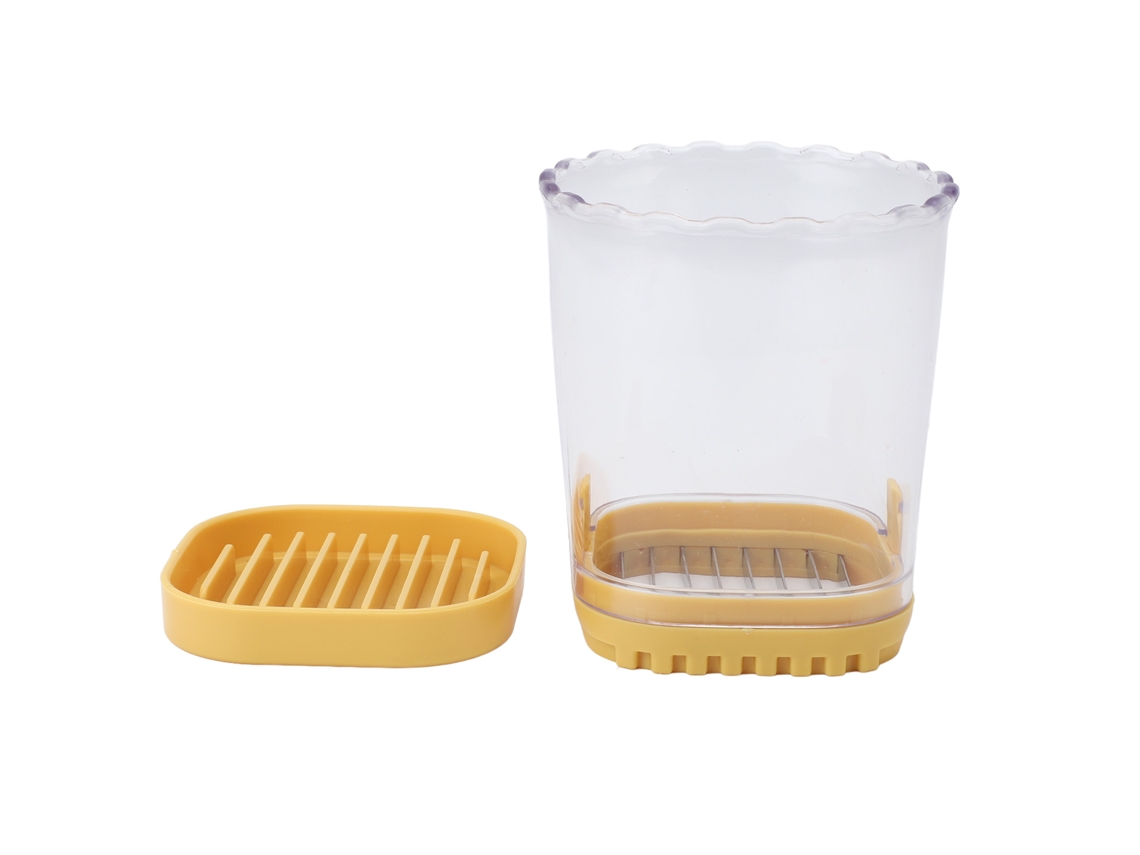 Cortador De Frutas Y Verduras Con Placa De Empuje, Acero Inoxidable, Plástico, Amarillo