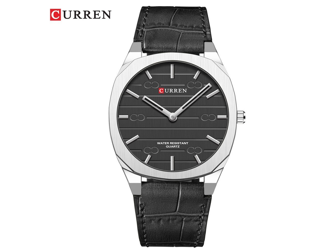 Reloj De Pulsera De Cuarzo Delgado Para Hombre Con Correa De Cuero, Estilo Casual Y Elegante.