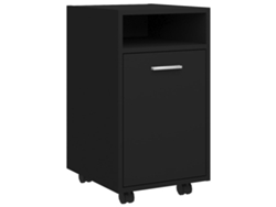 Aparador con ruedas, contrachapado negro, MAISON EXCLUSIVE (33x38x60 cm)