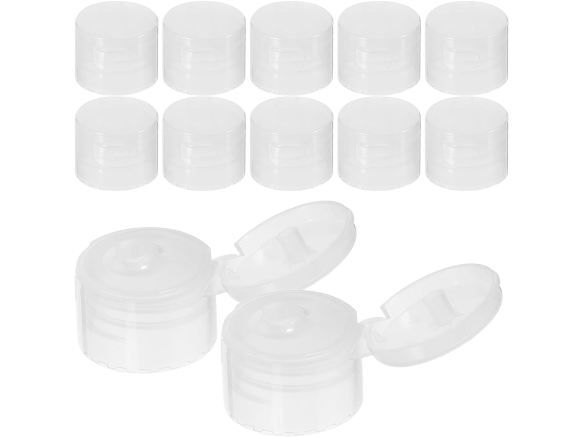 Pacote Com 100 Tampas Flip-top De Plástico Pp Transparente De 28 Mm – Tampas