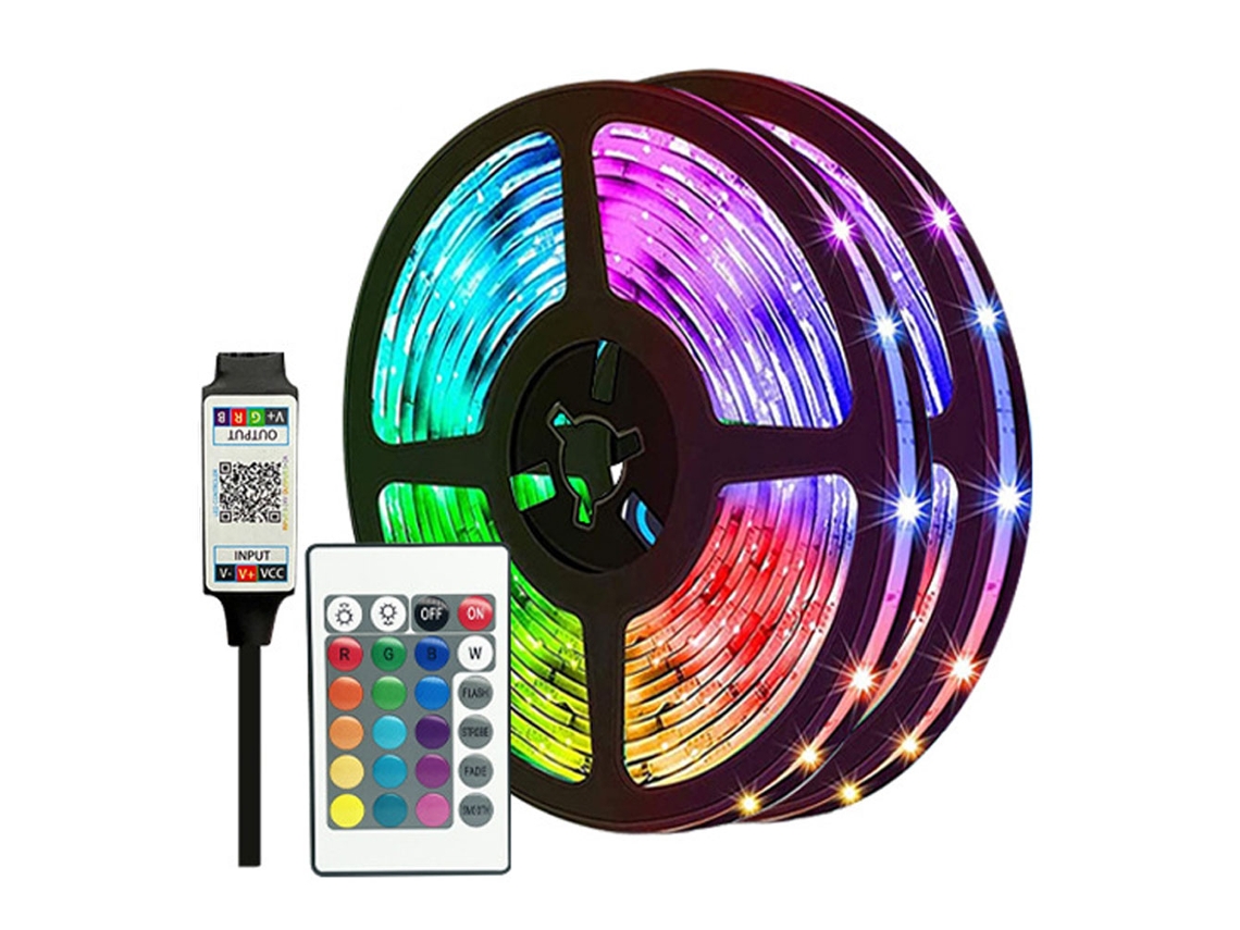 Fita Led de Atmosfera com Controle Estático Eletricamente 5V Usb Bluetooth Controle Remoto de 24 Teclas 10 Metros 12 Leds Por Metro GERTIZ