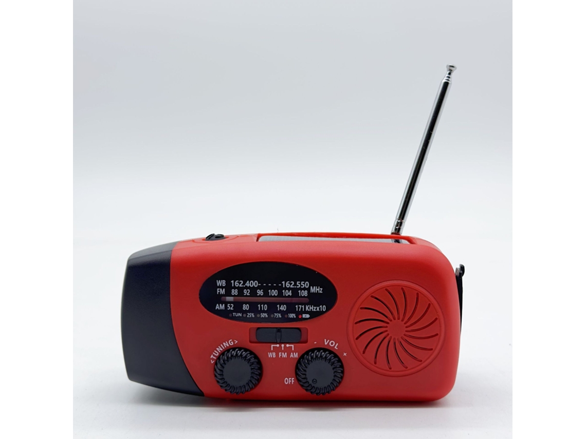 Radio de emergencia portátil Yuysan YY 071p FM/AM, recargable por energía solar, dinamo de manivela, linterna LED, 2000 mAh, alarma SOS roja