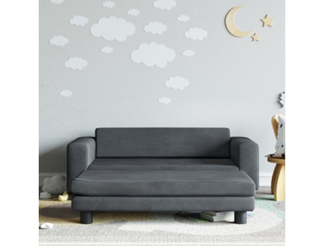 MAISON EXCLUSIVE - Sofá para niños y reposapiés terciopelo gris oscuro 100x50x30cm