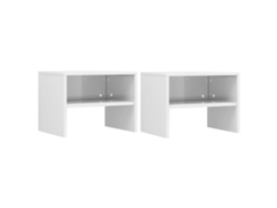 Mesitas de Noche 2 Pzs 40X30X30Cm Aglomerado Blanco Brillante