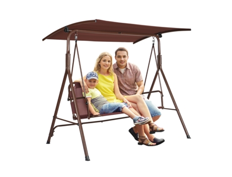 VEVOR silla de 3 personas columpio de Patio con dosel regulable marrón