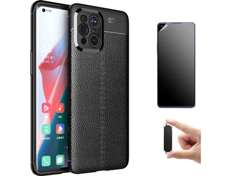 Kit Carcasa, Protector Y Soporte Oppo Find X3 Pro Ultimatte Rugged Leather Negro