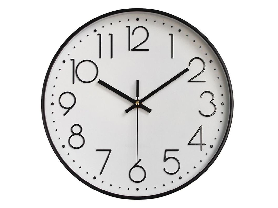 Reloj De Pared Silencioso Negro, 30 Cm, Estilo Clásico Moderno, Fácil De Leer, Para El Hogar O La Oficina.