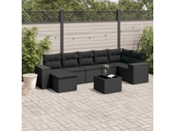 Conjunto de sofá de jardín de 8 piezas con cojines en mimbre sintético negro de DKD Home Decor