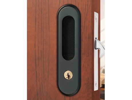 SLOWMOOSE Cerradura empotrada para puerta corrediza Silenciador SLOWMOOSE Cerradura interior con manija oculta y A (B-Black)