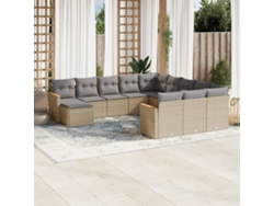 Conjunto de sofá de jardín de 12 piezas con cojines en mimbre beige mixto DKD Home Decor
