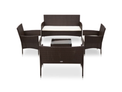 Conjunto de jardín de 5 piezas con cojines de mimbre marrón de DKD Home Decor