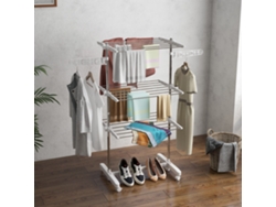 Tendedero vertical plegable, 6 ruedas, estantes ajustables, estructura de acero inoxidable, color plata, PMM CAPITALI