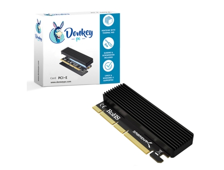 Tarjeta DONKEY PC Nvme Mv2 Ssd a Pcie X16/X8/X4 con Disipador Térmico