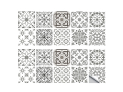 2 juegos de pegatinas con patrón de azulejos grises retro para mesa de cocina, decoración de pared impermeable