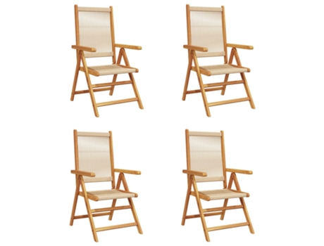 Conjunto 4 Silla De Jardín VIDAXL Beige Madera