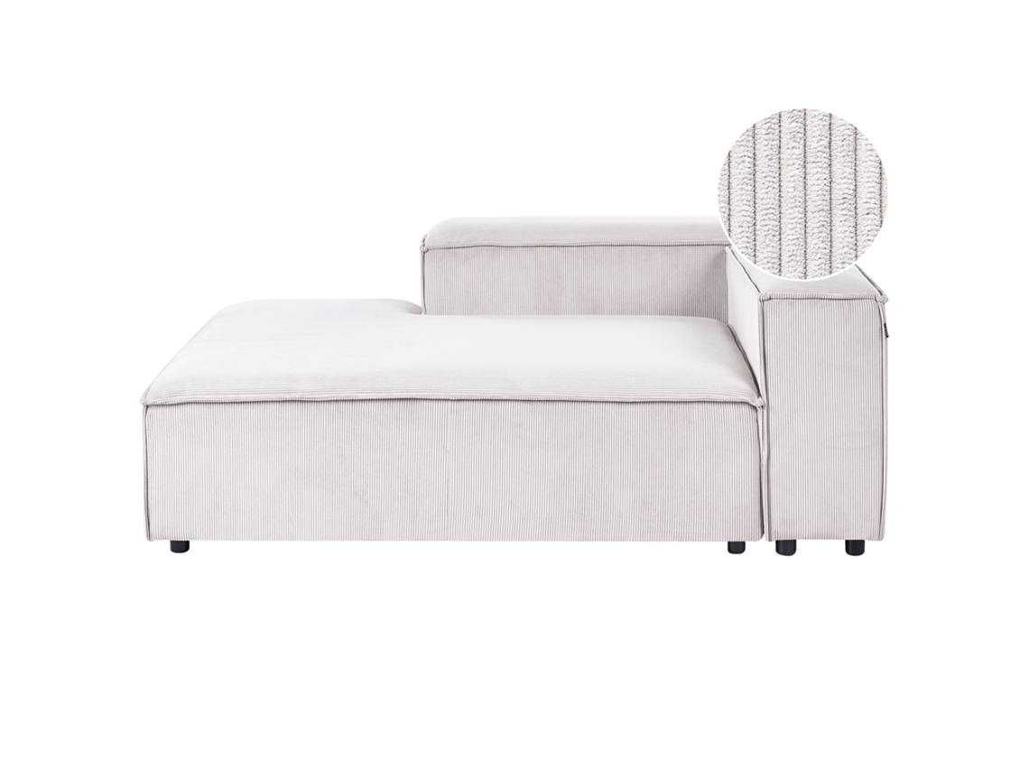 Chaise Longue Derecha Beliani Ardal De Bombazine Blanco 119x180x68