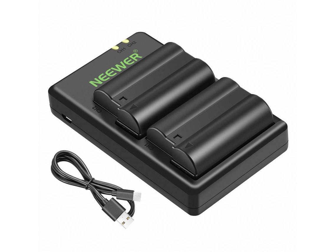 2 Baterías NEEWER EN-EL15A 2100 mAh con Cargador para Nikon D750/D7200/D7500/D850/D610