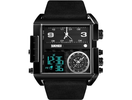 VEANXIN Reloj digital cuadrado para hombre Reloj de pulsera LED resistente al agua hasta 50 m-Negro