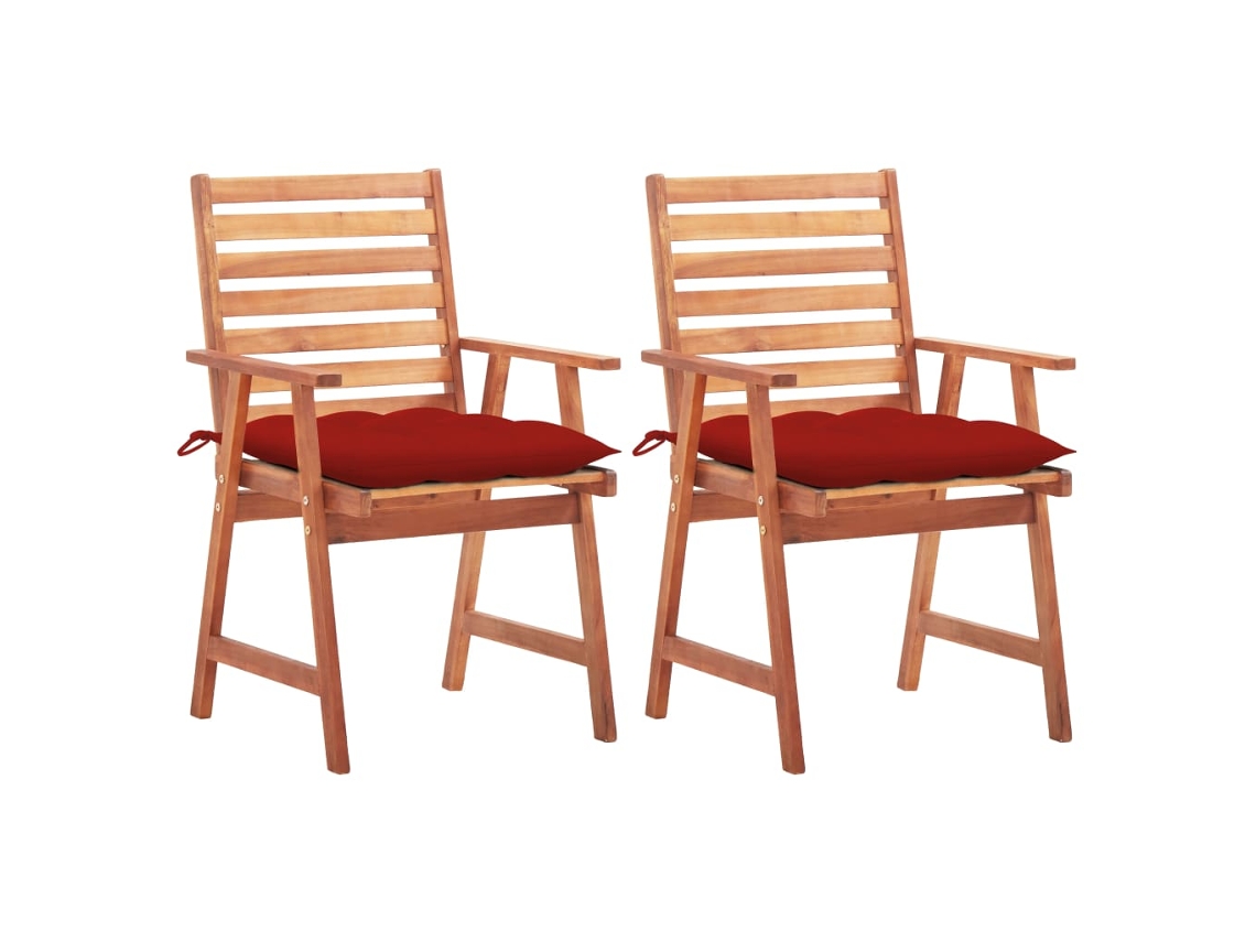 Sillas de comedor de jardín de dos piezas DKD Home Decor con cojines de acacia maciza