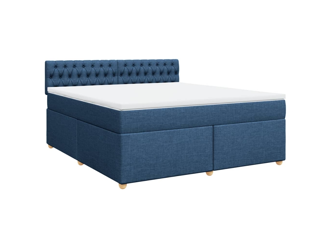 Maison Exclusive - Cama Box Spring Con Colchón Tela Azul 180x200 Cm
