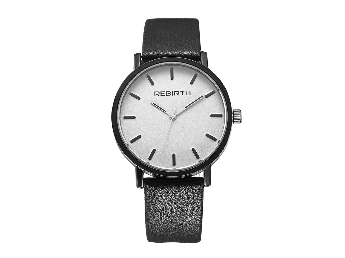 Reloj De Pulsera Unisex Informal De Cuarzo Con Esfera Redonda Y Correa En Blanco Y Negro.