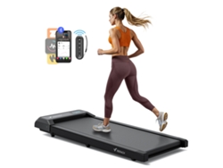 Cinta de correr Merach 3 en 1, Bluetooth, LED, compatible con APP, 2,5 CV, mando a distancia magnético, superficie de carrera 109 x 47 cm, negro