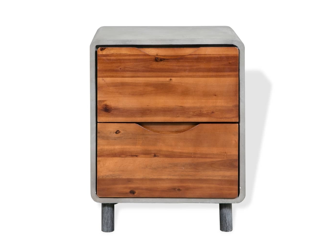 Maison Exclusive - Mesita De Noche De Hormigón Y Madera Maciza Acacia 40x30x50 Cm